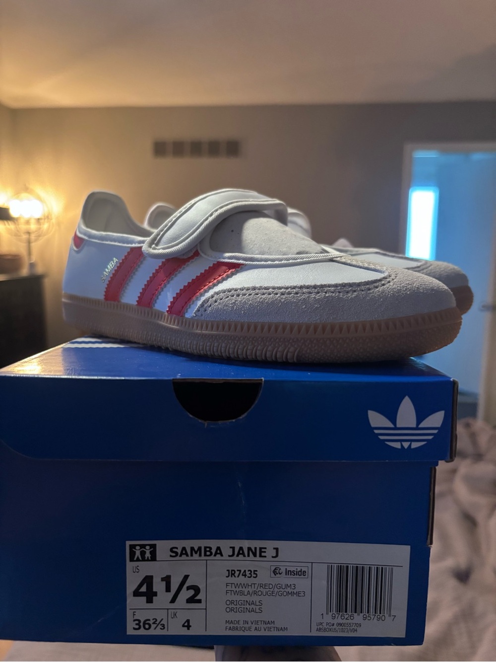 adidas Kids Samba Jane J Sneakers in White & Red